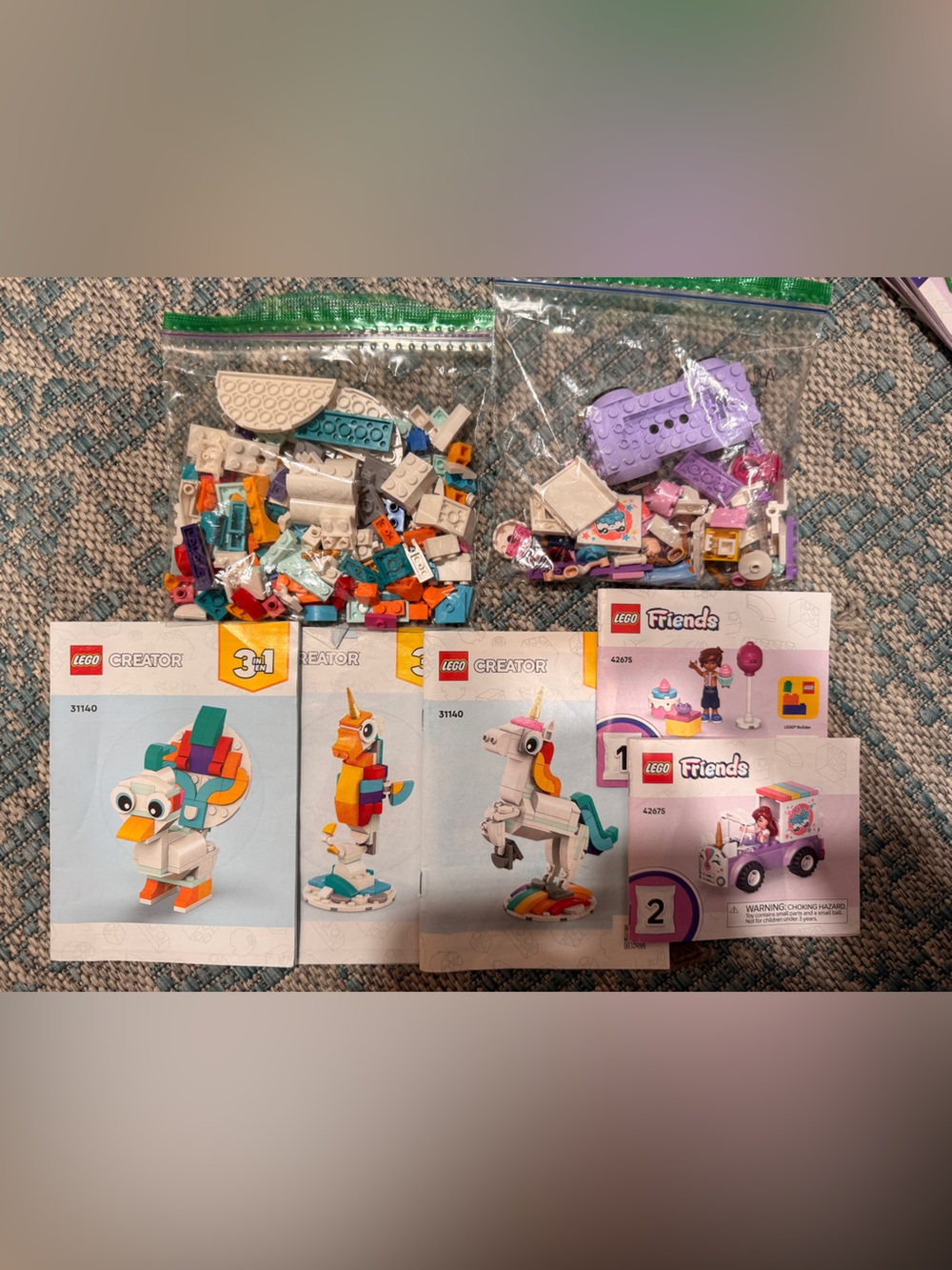 LEGO Friends & Creator unicorn & unicorn car sets